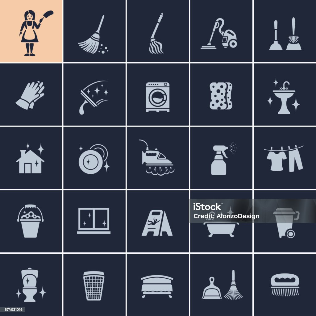 Cleaning Icons Housework and cleaning vector icons Bucket stock vector