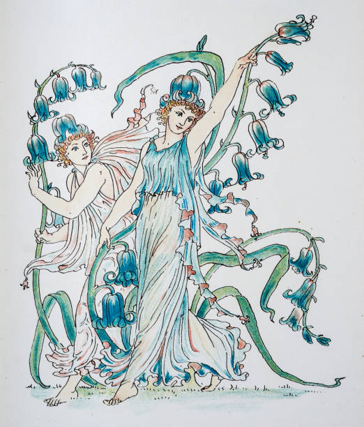 istock Antique illustration of humanized flowers and plants: Hyacinths 874041336