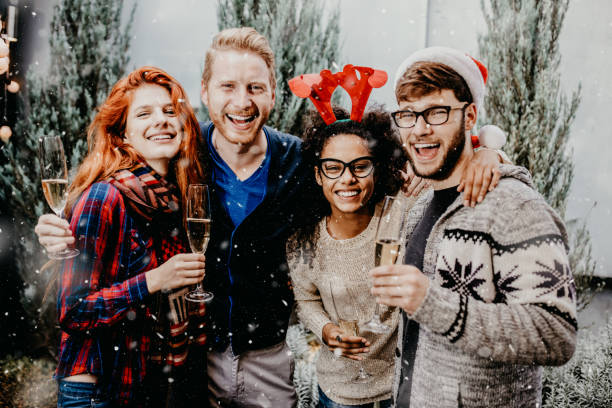 istock Hipster friends celebrating New Year 874041638