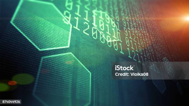 Big Data And Information Technology Stock Photo - Download Image Now - Cryptocurrency, Backgrounds, Hexagon