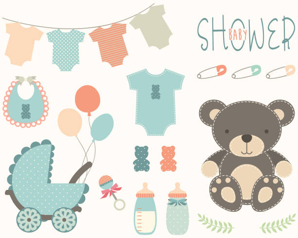 ��ベビーシャワーの要素 - 乳児用衣類点のイラスト素材／クリップアート素材／マンガ素材／アイコン素材