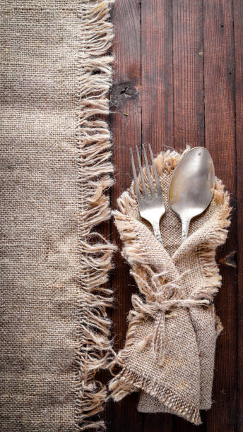 istock Old cutlery. On Wooden background. Top view. 874047638