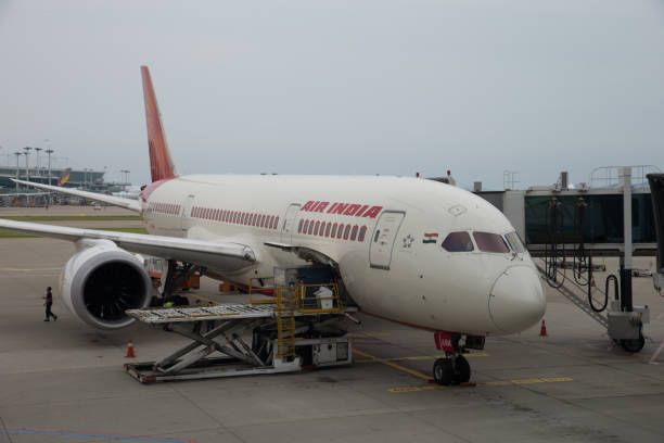 boeing 787 di air india all'aeroporto internazionale di incheon - boeing 787 air vehicle airplane foto e immagini stock