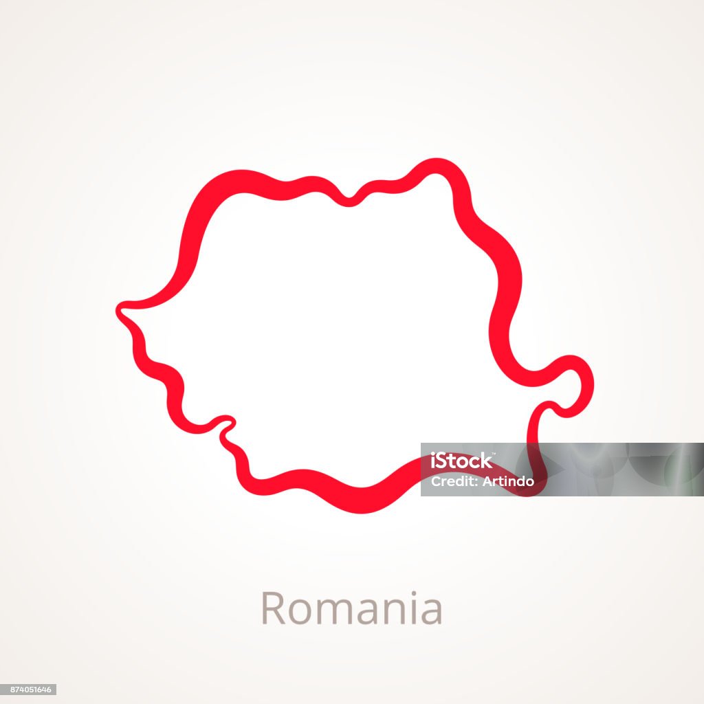 Rumanía - mapa de contorno - arte vectorial de Rumanía libre de derechos
