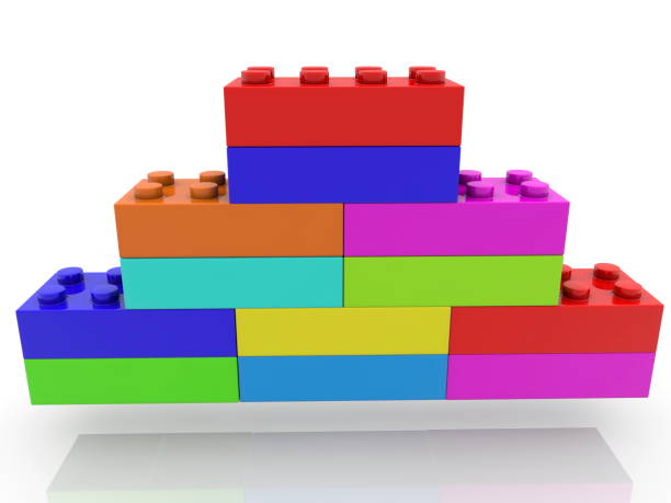 istock Pyramid of toy bricks on white 874052106