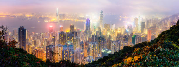 istock Panorama view of Hongkong from the peak 874055264