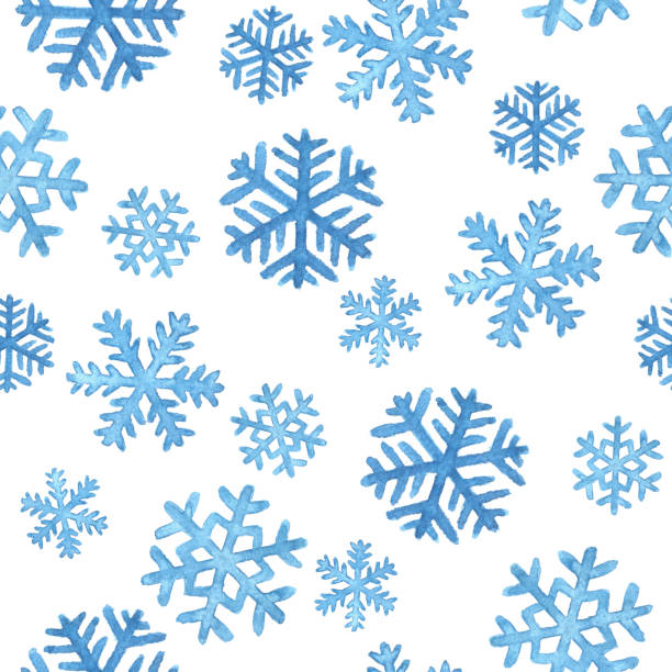 istock Watercolor Christmas and New Year seamless pattern with snowflakes 874056278