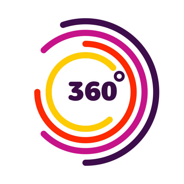 360 degrees view Related Vector graphic element that can be used as a emblem or icon for your Design. Modern style with colorful circle lines vector eps10 360 degree view stock illustrations