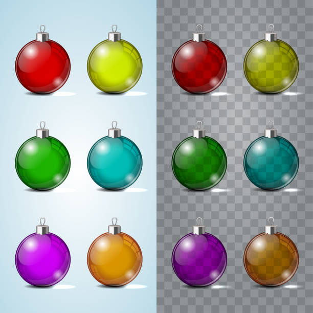 istock Glass Christmas toy on a transparent background. Stocking Christmas decorations. Stocking element New Years. Transparent vector object for design, mock-up. 874064162