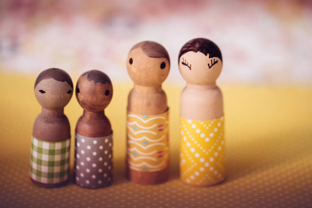 Multi-ethnic wooden family