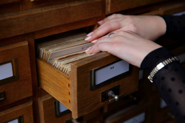 istock Each book in the library is placed in a catalog so that it can be easily found. 874077192