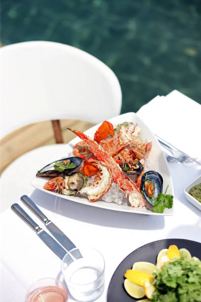 istock Delicious Sea Food Plate on White Table 874077990
