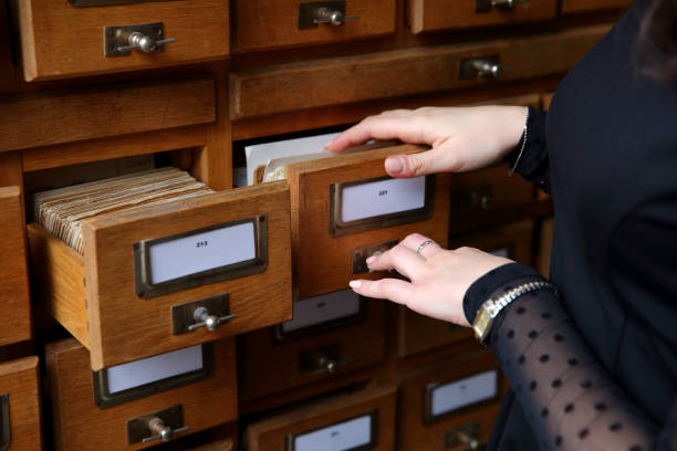 istock Each book in the library is placed in a catalog so that it can be easily found. 874078914