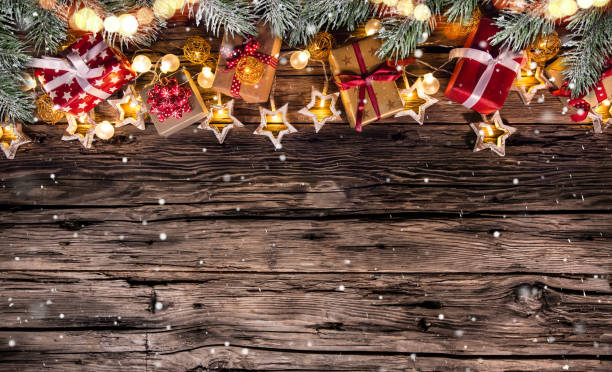 istock Christmas decoration on wooden background 874079534