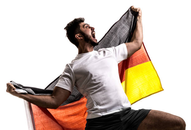 istock German athlete / fan celebrating on white background 874079684