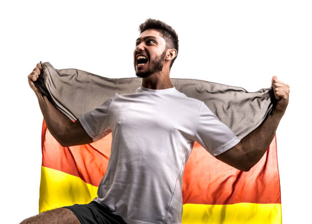 istock German athlete / fan celebrating on white background 874079704