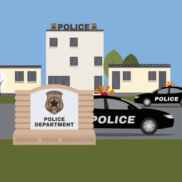 Vector illustration of Police station image