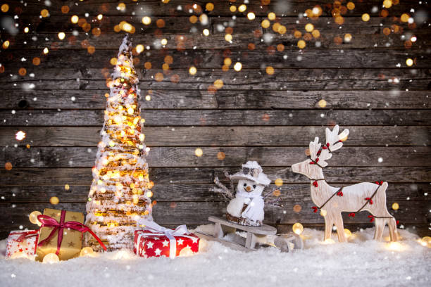 istock Christmas decoration on wooden background 874088398