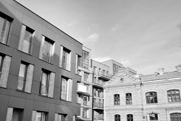 istock Modern,luxury apartment building. Black and white. 874092198