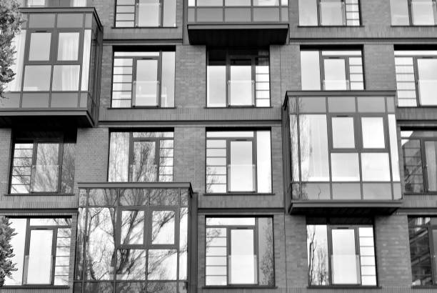 istock Modern,luxury apartment building. Black and white. 874095370