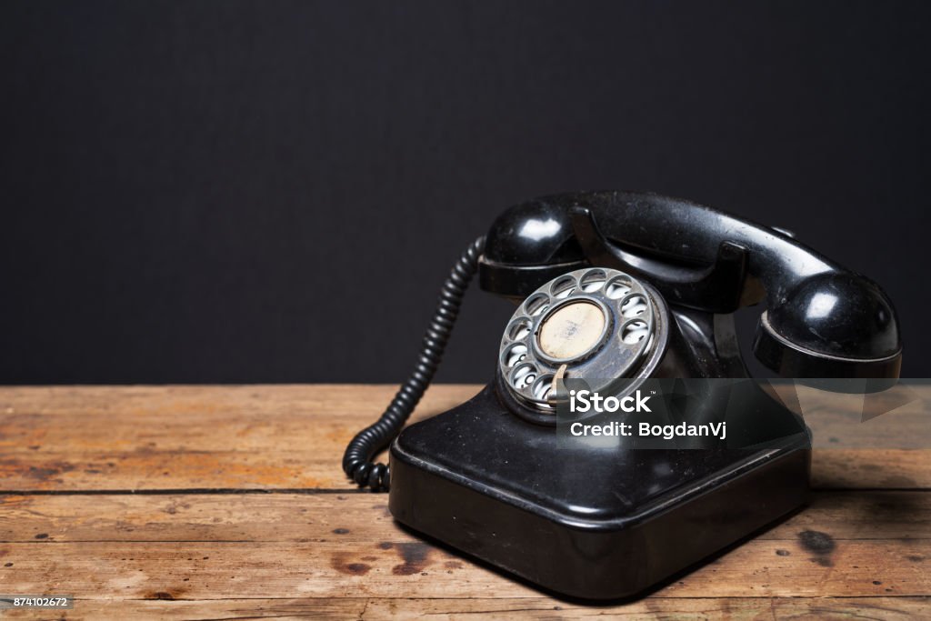 Retro style dial phone Rotary Phone Stock Photo