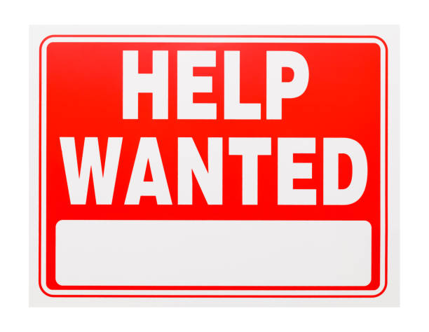 Help Wanted Sign Red and White Plastic Help Wanted Sign help wanted sign photos stock pictures, royalty-free photos & images