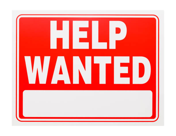 help wanted sign - window display commercial sign blank nobody imagens e fotografias de stock