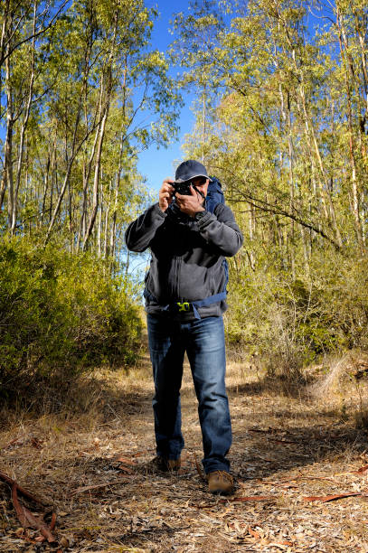 istock Hiker taking pictures in a forest. 874106706