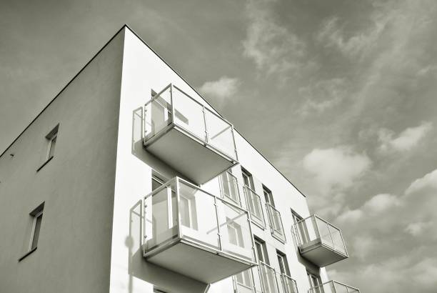 istock Modern,luxury apartment building. Black and white. 874109974