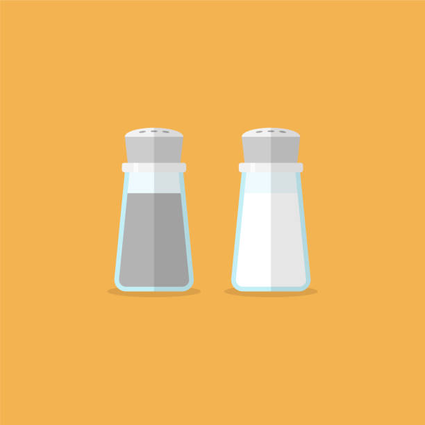 ilustraciones, imágenes clip art, dibujos animados e iconos de stock de coctelera de sal y pimienta. estilo de diseño plano - sales