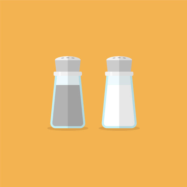 Salt and pepper shaker. Flat design style Salt and pepper shaker. Flat design style pepper shaker stock illustrations