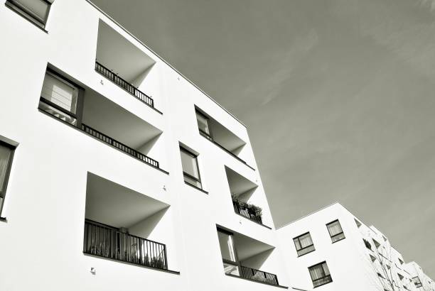 istock Modern,luxury apartment building. Black and white. 874111002