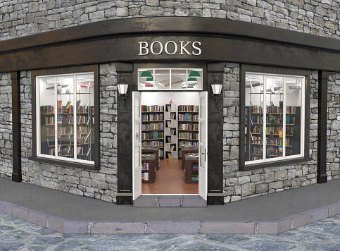 Books store exterior, 3d illustration