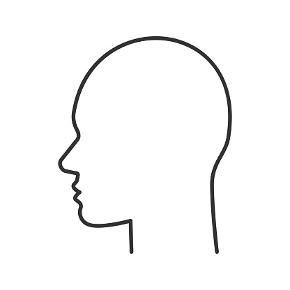 User linear vector icon. Thin line. Human head. Man face side view