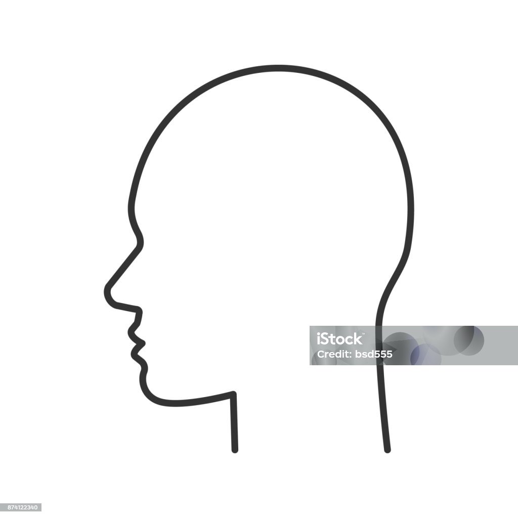 User icon User linear vector icon. Thin line. Human head. Man face side view Head stock vector