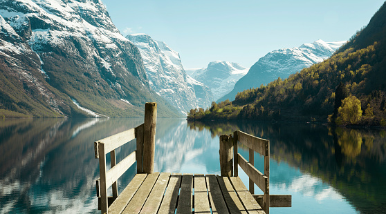 Wooden pier at the lake