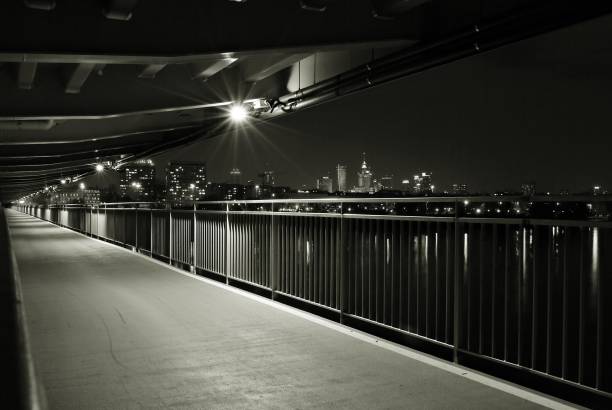 istock Bicycle footbridge. Black and white. 874125490