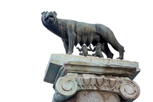 istock Statue of the she-wolf with Rem and Romulus isolated 874132914