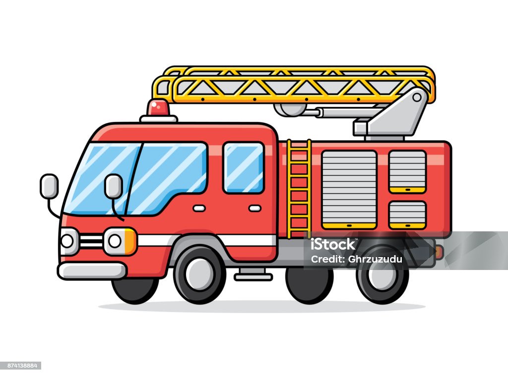 Fire Truck Isolated Stock Illustration - Download Image Now - Fire Engine,  Cartoon, Fire Department Sign - iStock