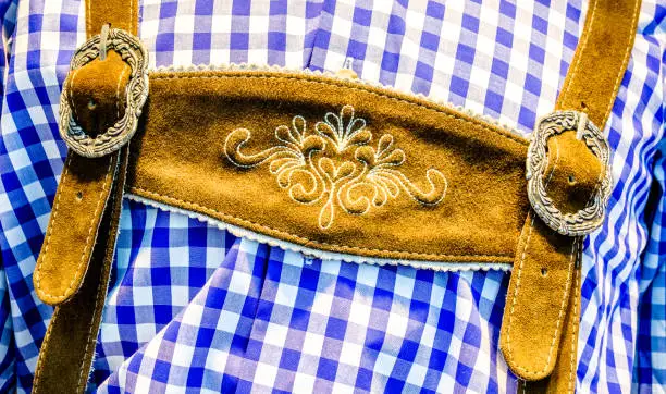 close-up of a typical bavarian "krachlederne" - traditional clothing