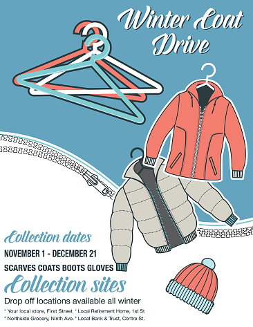 Winter Coat Donation Charity Poster template.