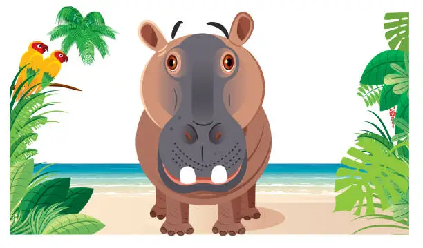 Vector illustration of Cute Hippo