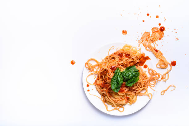 istock Italian pasta on a plate, spaghetti cooked with tomato sauce. 874157992