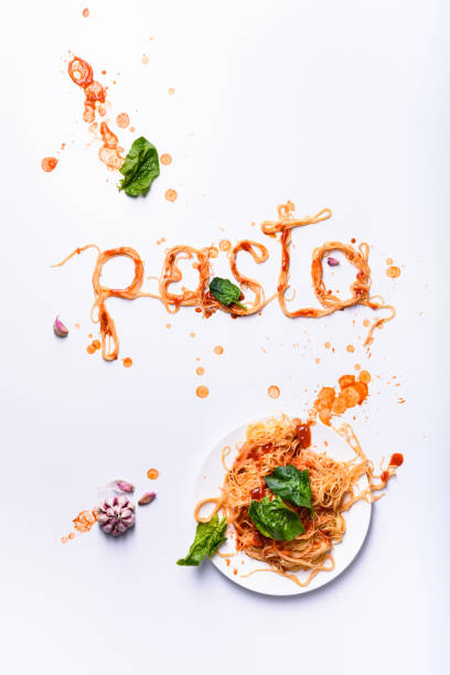 istock Cooking pasta, spaghetti, Italian kitchen ingredients poster. Top view 874158022