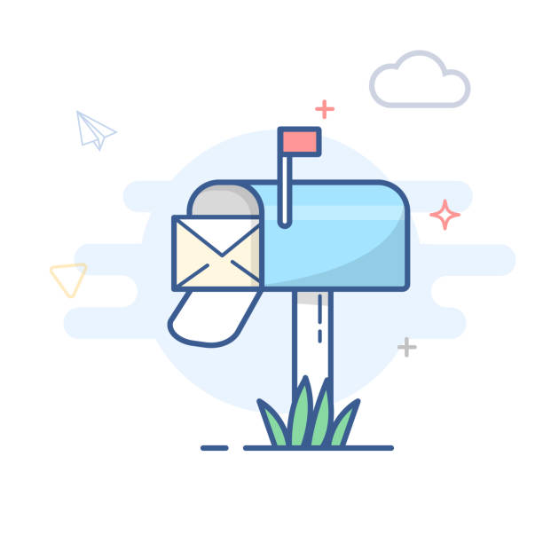 ilustraciones, imágenes clip art, dibujos animados e iconos de stock de icono de vector de buzón - buzón de cartas
