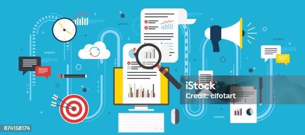 Business Marketing Analytics And Strategy In Vector Design Stock Illustration - Download Image Now