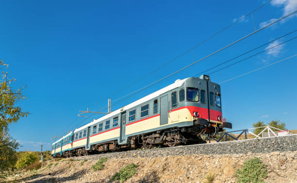 Local train at the Valley of the Temples - Agrigento, southern Sicily stock photo