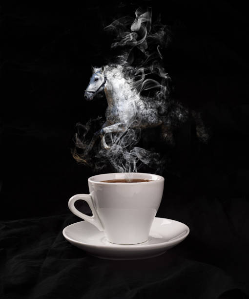 Cup of coffee with a horse from