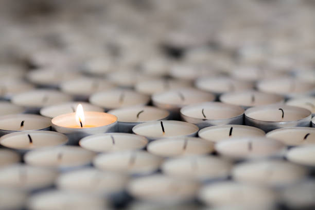 Our Lady of the Rocks Interior, Montenegro.  Candles lit near the altar.