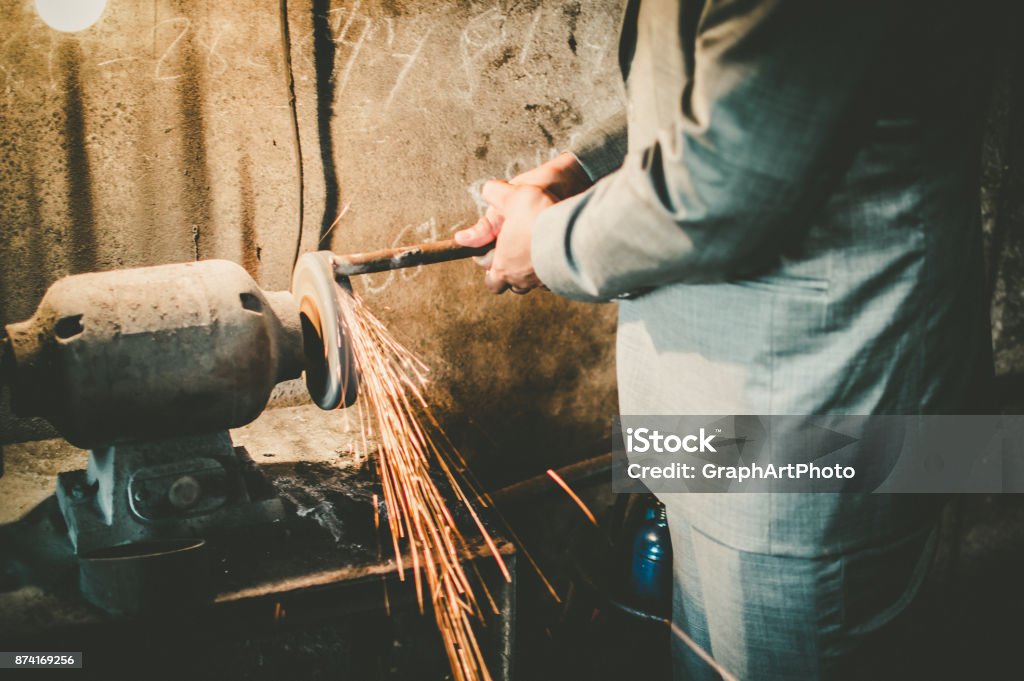 Machine Worker Light man working Burning Stock Photo